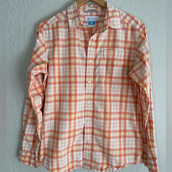 Columbia Button Down Shirt Women’s Small Orange Plaid Western Cowgirl Fall - Picture 1 of 6